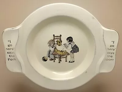 Vintage-Salem China Co. CHILD'S PLATE Little Girl Feeding Teddy Bear • $6.99