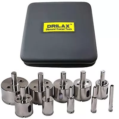 Diamond Drill Bit Diamond Hole Saw Set 10 Pieces 1/4 Inch To 2 Inches With Case  • $24.99