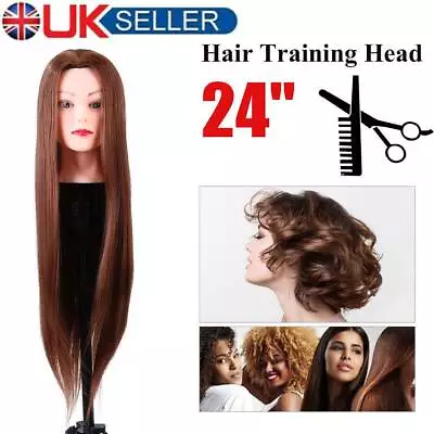 24  Hair Hairdressing Training Doll Head Mannequin With Clamp Braid Tools Set UK • £13.89