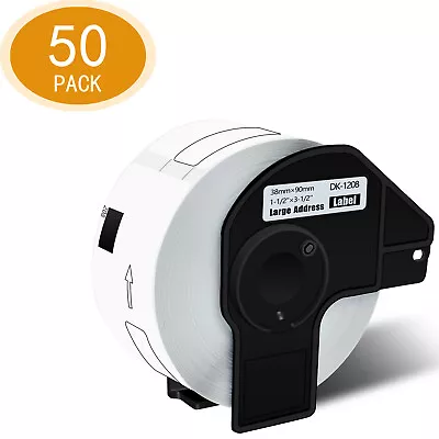 50Roll DK-1208 White Address Labels 400 Labels For Brother QL-580N W/50 Frame • $260.99