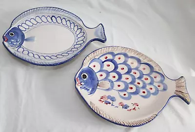 Pair Of Vietri Solimene Italy Fish Shaped Platter Hand Painted • $24.99