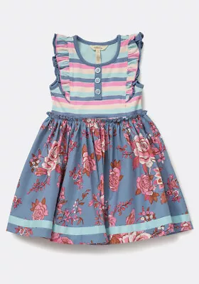 Matilda Jane Libby Girls’ Striped/Floral Mixed Print Dress Sz 2 New In Bag • $43