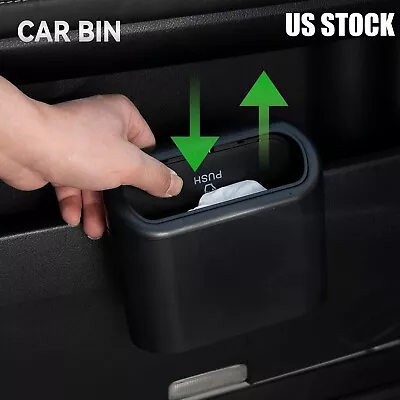 Portable Hanging Mini Car Trash Can Waterproof Wastebasket Trash Can With Lid US • $8.54