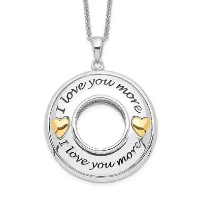 Sterling Silver Gold Plated Antiqued CZ I Love You More 18in. Necklace 18  • $137.88