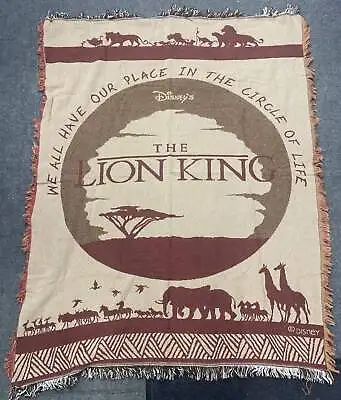 THE LION KING Circle Of Life LOGO Woven TAPESTRY Throw Blanket DISNEY • $45