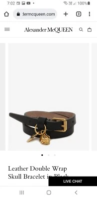 $150 • Buy Alexander McQueen Leather Wrapped Skull Bracelet  In Olive EUC