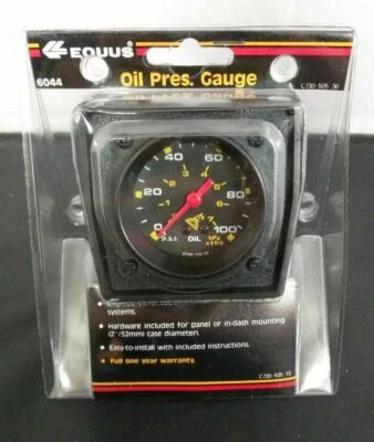 $14.99 • Buy NOS Equus 2  Oil Pressure Gauge 0-100 PSI Fit's All Cars 50-90s #604 - Fast Ship