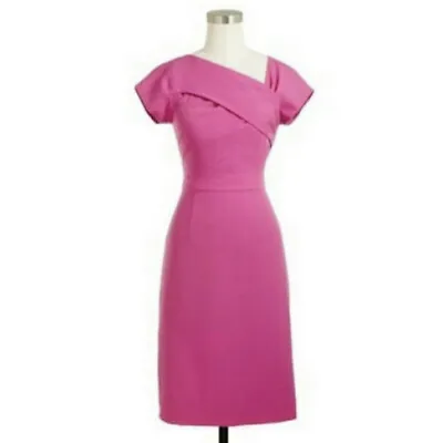 J Crew Origami Wool Sheath Midi Dress Cap Sleeves Pink Sz 6 • $45