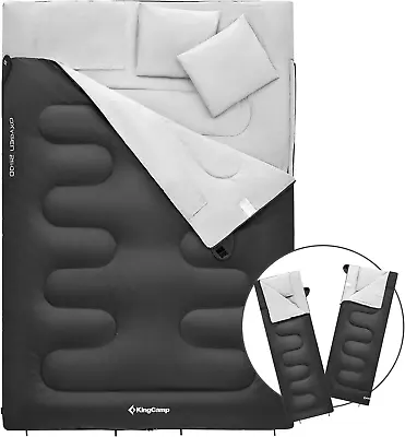 KingCamp Double Sleeping Bag Oxygen With 2 Pillows Queen Size & Extra-Large Bags • £77.75