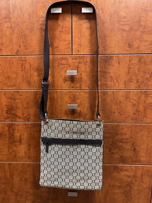 $100 • Buy OROTON Womens Navy Signature Jacquard Crossbody  Bag  / Handbag AS NEW
