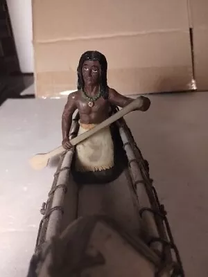Vintage Indian Native American Rowing A Canoe-10  Length • $32.99