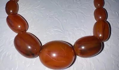 83 Grams Amber Butterscotch Bakelite? Graduated Beads Necklace Vintage • $19.99