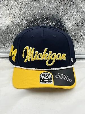 Michigan Wolverines NCAA '47 Brand Navy Two Tone MVP DV Adjustable Snapback Hat • $32