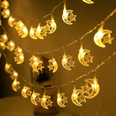 £1.99 • Buy Ramadan Wooden Eid Mubarak Decor LED Moon Islam Mosque Muslim String Lights