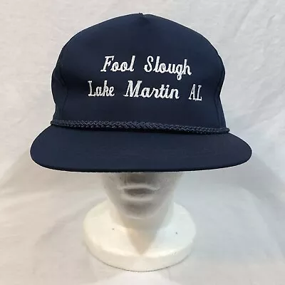 Fool Slough Lake Martin Alabama Vintage Blue Snapback Hat Cap 90’s Yupoong • $11.77