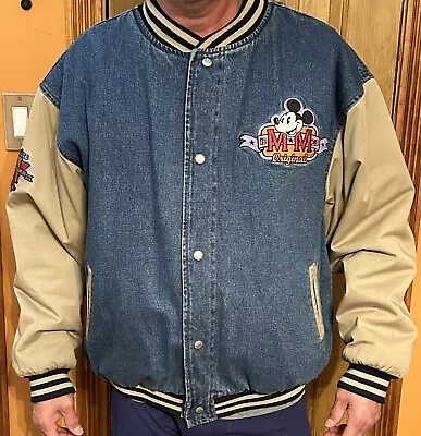 Mickey Mouse Disney Bomber Denim Jacket Size Adult L • $180