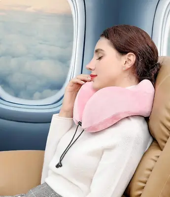 Travel Pillow Memory Foam Neck Pillow Breathable Eye Mask Ear Plugs (PINK) • $12.99