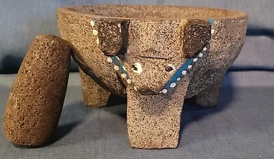 Traditional Basalt Mexican Mortar & Pestle Molcajete Mexican Stone 8” Wide • $124.95