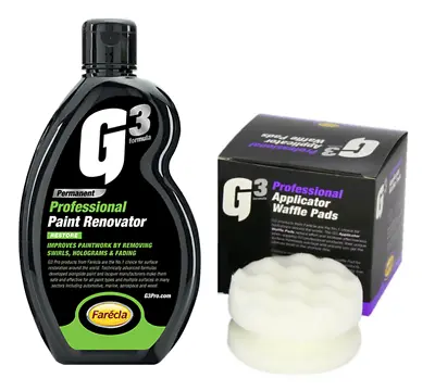 Farecla G3 Pro Paint Renovator 7165 Liquid 500ml + White Applicator Waffle Pad • £10.85