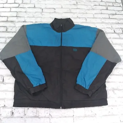JC Penney USA Olympic Jacket Men Large Black Blue Gray Windbreaker Nylon Vintage • $30