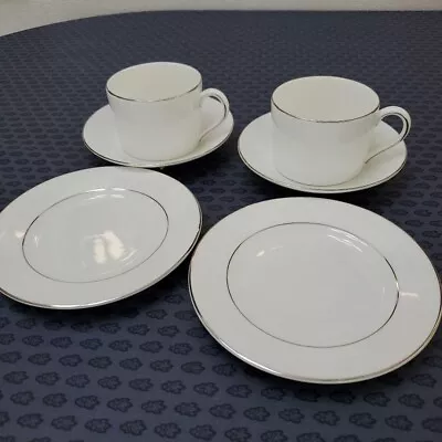 WEDGWOOD Vera Wang BLANC SUR BLANC Cup Saucer Plate Trio Pair Set • $133.40