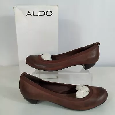 Aldo Harbella Leather Ballet Pumps Shoes Tan Brown Flats UK 7 6.5 EU 40 Box BNIB • £20.17