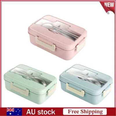 $12.59 • Buy Microwave Lunch Box Wheat Straw Compartments Bento Food Container For Kid