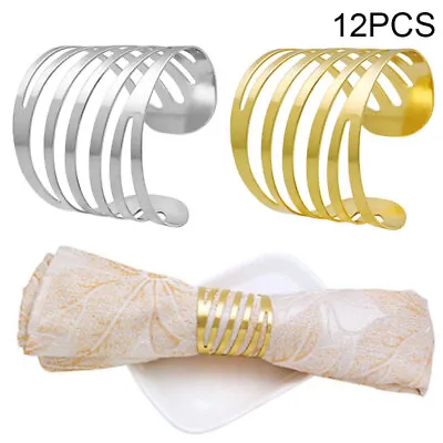 12Pcs Serviette Napkin Rings Holder Buckle Dinner Towel Party Wedding Table Kit • £8.99