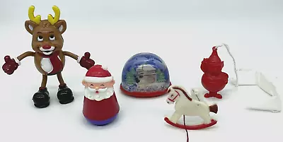 Vintage Christmas Toys Plastic Snow Globe Hong Kong Santa Wobble Lot Of 5 • $22