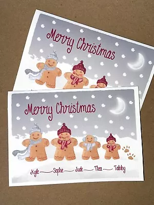 Personalised Gingerbread Family Christmas Cards Single Or Multiple C6 Size • £2.99