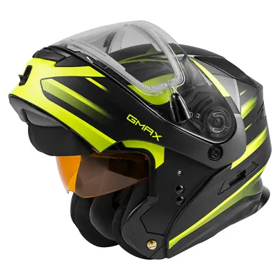 Gmax MD-01S Descendant Matte Black/Hi-Vis Modular Snow Helmet W/ Electric Shield • $69.99