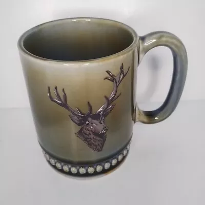Wade Irish Porcelain Coffee Mug With Stag - Vintage - Green • £10.99