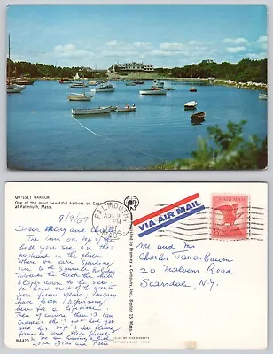 S25091 Quisset Harbor Falmouth Massachusetts USA  Postcard 1967 Stamp • £1.19