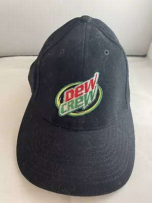 Dew Crew Embroidered Trucker Hat Fitted Stretch Mountain Dew Cap Black Large • $12