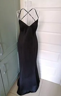 Quiz Size 14 Black Maxi Long Strappy Fishtail Evening Party Prom Ball Gown Dress • $44.20