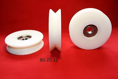 £11.50 • Buy 80 Mm Nylon Pulley Wheel With Ball Bearings 90 Deg V Groove CNC Guiding Rail 