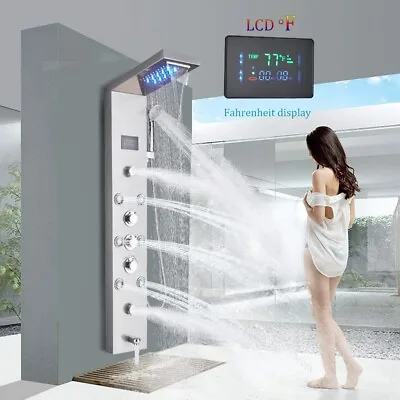 Rain Shower Panel Tower System Stainless Steel 6-Function Faucet LED Shower Head • $119.14
