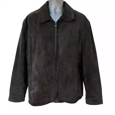 Vintage Dockers Coat Dark Brown Suede Jacket Zip Up Leather Men's Size XL • $39.99