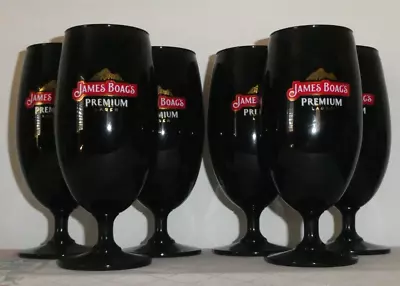 6 James Boag's Premium Lager Stem Black Glasses 17cm High Gold Trim 400ml Each • $44.99