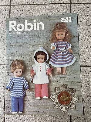 Robin 2533 Sweater Trousers Dress Tabard 14” Doll 7.5” Chest DK #B • £3