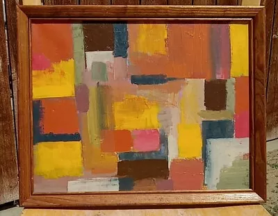 Abstract Expressionist Mid Century Modern Style Painting Modernist Brutalist • $85