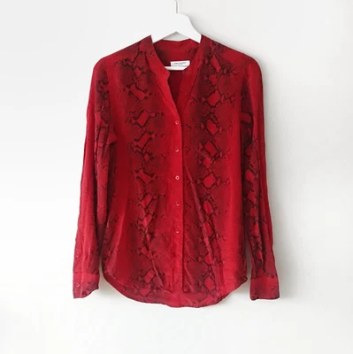 £39 • Buy Equipment Womens Red Pure Silk Snake Print Long Sleeve Blouse Shirt Top Size S