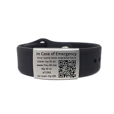 Engraved Medical ID Alert Bracelet Personalised Mens Womens Child Kids Identity • £19.99