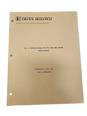 Vintage 1978 Digital Research Context Editor For CP/M Disk System User's Manual • $39.99