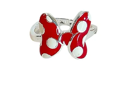 Disney Parks Minnie Mouse Dot Bow Ring Red White Silver NWOT Size 7 • $18.99