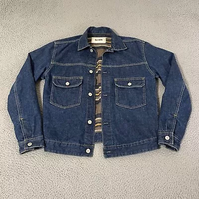 Buck Mason Jacket Mens Extra Small XS Blue Denim Trucker Blanket Lined Retro • $79.95