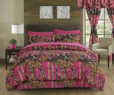 1 Pc King Hi Viz Hot Pink!  Camo Comforter • $69