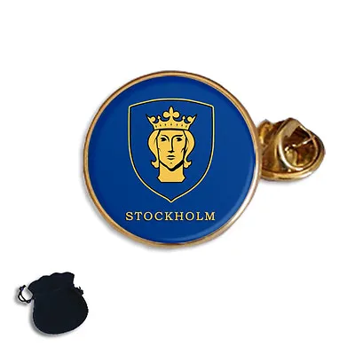 Stockholm City Coat Of Arms Sweden  Enamel Lapel Pin Badge Gift • £5.49