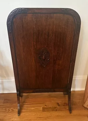 Antique Vintage Carved Solid Wood Fireplace Hearth Screen 35.5  Tall • $395