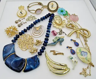 22 Pc Lot Sarah Coventry Avon JJ Brooch Earrings Necklace Gold Tone Enamel C2 • $22